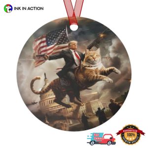 Cat Donald Trump Fight For America Funny Christmas Ornament 3