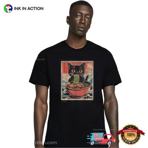 Cat Ramen Japanese Funny Graphic Tee