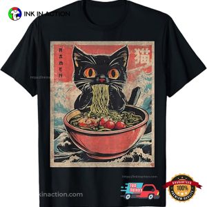 Cat Ramen Japanese Funny Graphic Tee 3