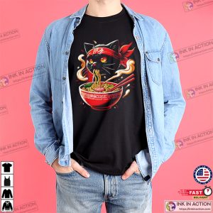 Cat Ramen Noodle Japanese Manga Kawaii Cat T-shirt