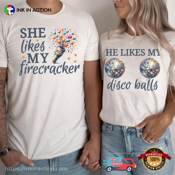 Couple Matching New Years Eve Disco Ball T-Shirt