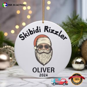 Custom Skibidi Rizzler Santa Christmas Ornament 3