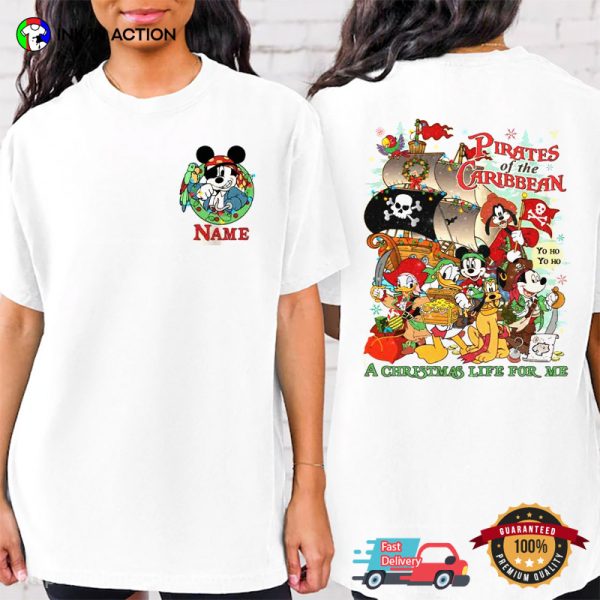 Customize Christmas Mickey Pirates Of The Caribbean 2 Sided Shirt