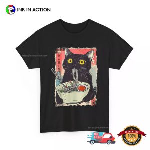 Cute Cat Ramen Noodle Japanese Style Shirt 3