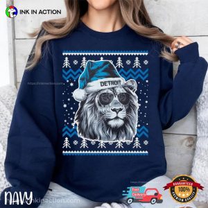 Detroit Football Cool Lion Mascot Ugly Christmas T-shirt