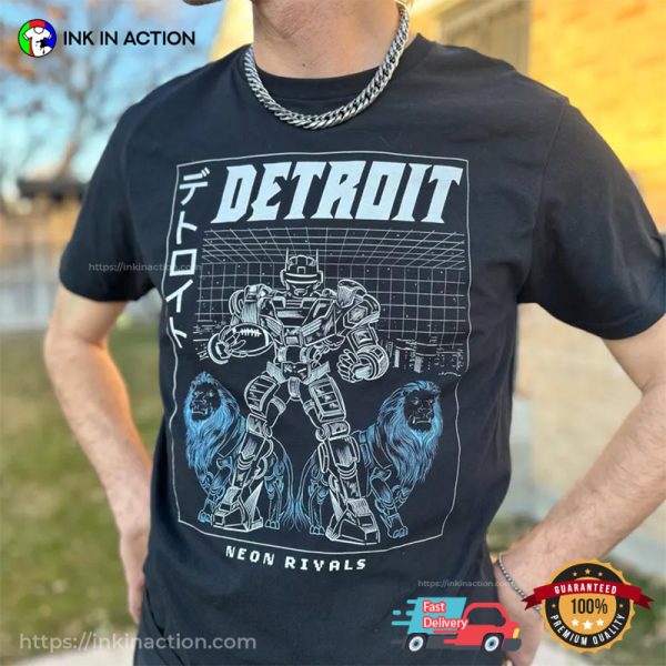 Detroit Football Neon Rivals Anime Game Day Apparel Tee