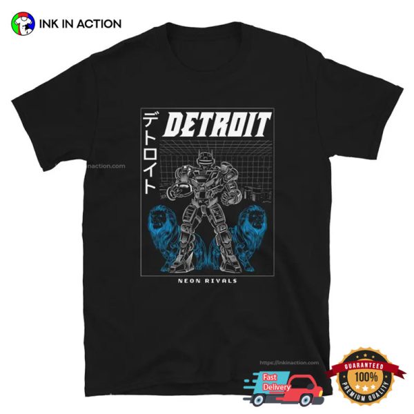 Detroit Football Neon Rivals Anime Game Day Apparel Tee