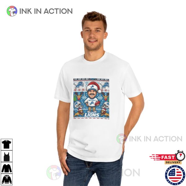 Detroit Lions And Dan Campbell Christmas NFL Holiday T-shirt