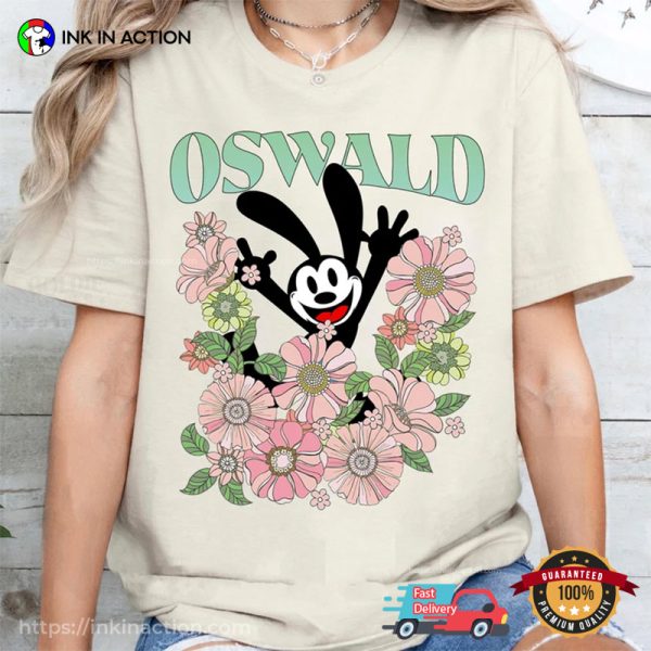 Disney Floral Oswald The Lucky Rabbit Comfort Colors T-shirt