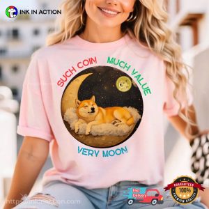 Doge Coin Sleep On The Moon T-shirt