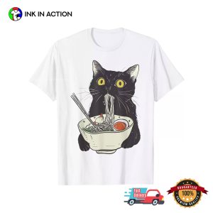 Funny Cat Eating Ramen Japanese Art Comfort Colors Shirt