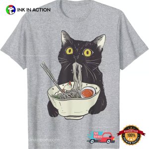 Funny Cat Eating Ramen Japanese Art Comfort Colors Shirt
