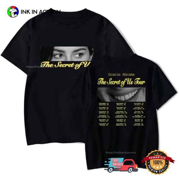 Gracie Abrams The Secret Of Us Tour Dates 2024 2 Sided Shirt