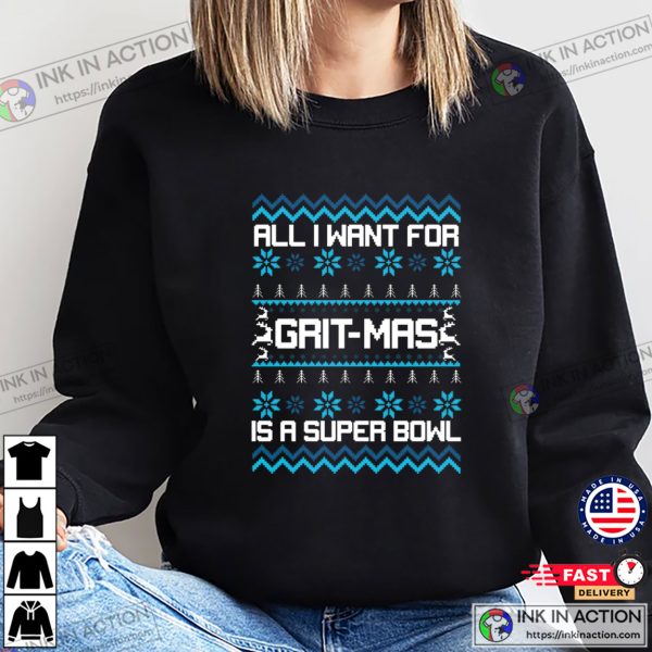 Grit-Mas Super Bowl Detroit Lions Football Ugly Christmas T-shirt