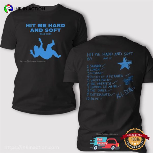 Hit Me Hard And Soft Tracklist T-shirt, Billie Eilish Tour Merch