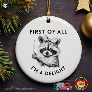 I’m A Delight Cute Raccoon Christmas Ornament