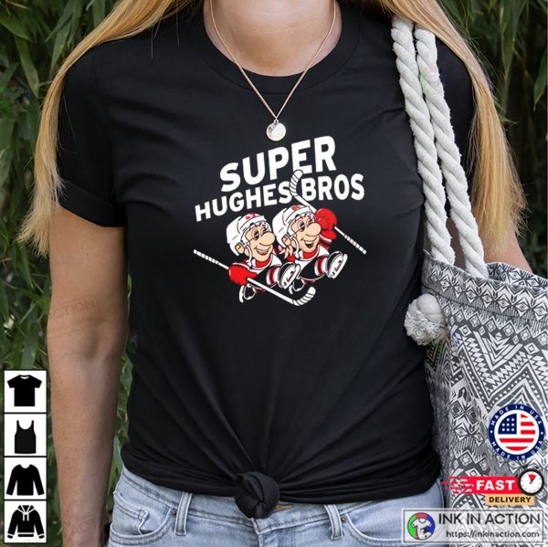 Jack Hughes And Luke Hughes Super Hughes Bros T-shirt