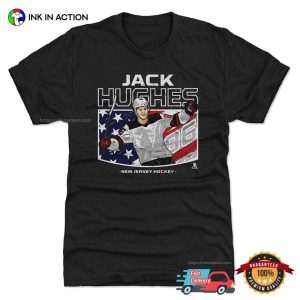 Jack Hughes New Jersey Hockey Retro T shirt 3