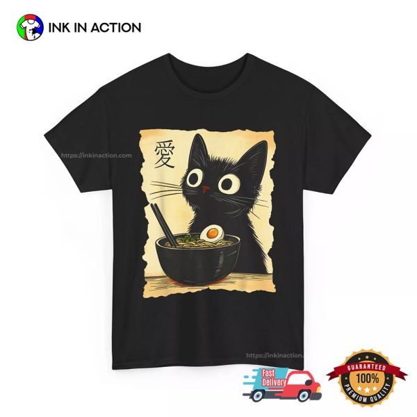 Japanese Kawaii Anime Cat Ramen Graphic Tee