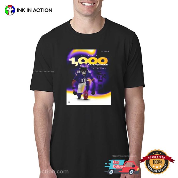 Justin Jefferson Vikings Five Seasons 1000 Yard Season Shirt