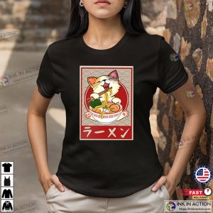 Kawaii Cat Ramen Anime Vintage Japanese T Shirt 3