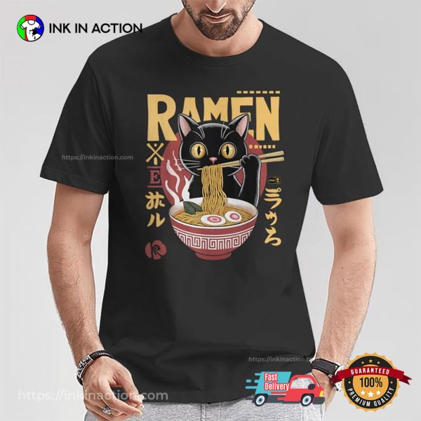 Kawaii Cat Ramen Noodle Japanese Anime Shirt