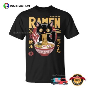 Kawaii Cat Ramen Noodle Japanese Anime Shirt 3