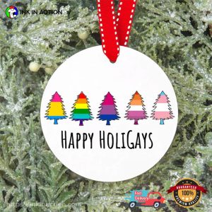 LGBTQ Happy HoliGays Christmas Ornament 3