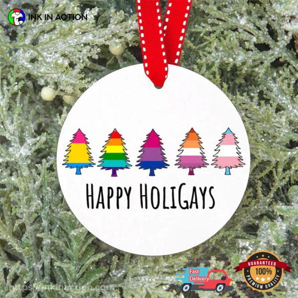 LGBTQ Happy HoliGays Christmas Ornament