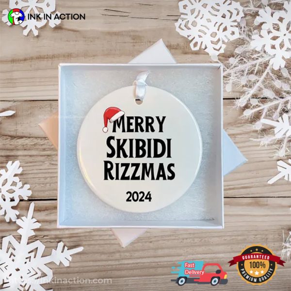 Merry Skibidi Rizzmas 2024 Funny Christmas Ornament