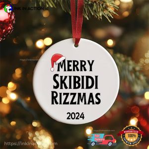 Merry Skibidi Rizzmas 2024 Funny Christmas Ornament