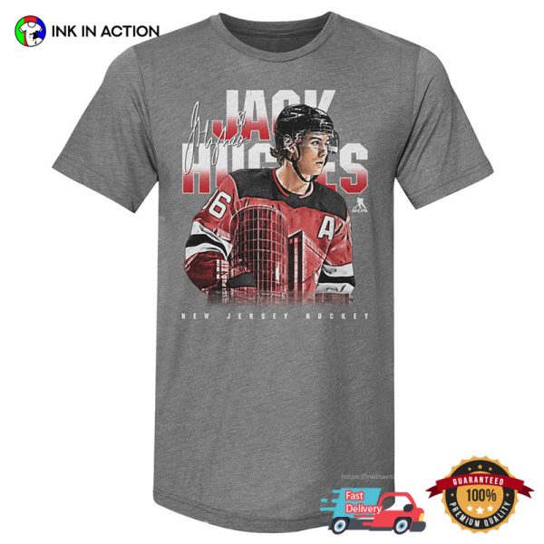 New Jersey Hockey Jack Hughes Retro Signature T-shirt