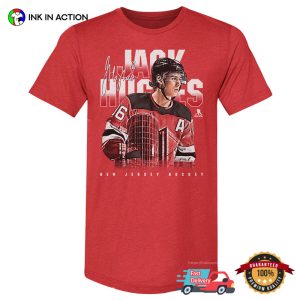 New Jersey Hockey Jack Hughes Retro Signature T shirt 2