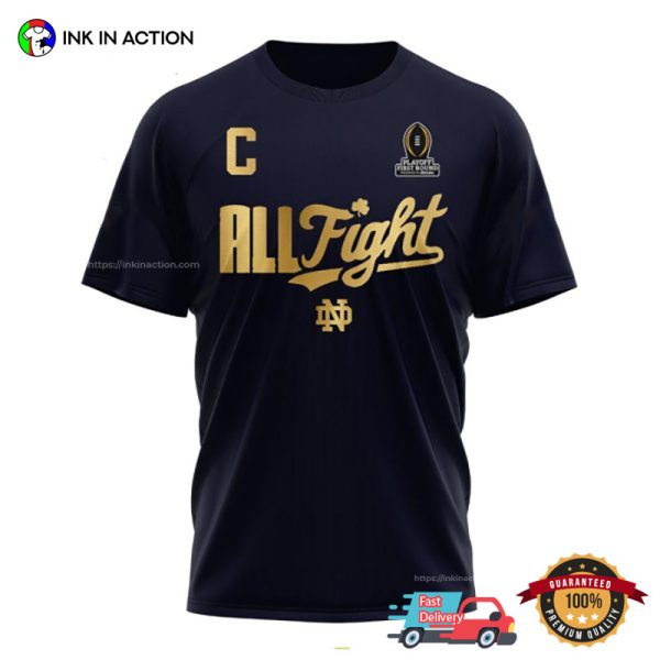 Notre Dame Fighting Irish football All Fight CFP Playoff 2 Sided Tee