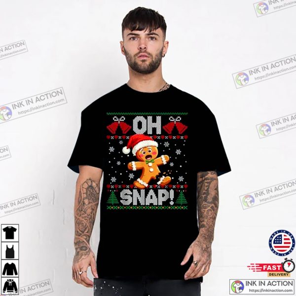 Oh Snap Gingerbread Man Broken Leg Tee