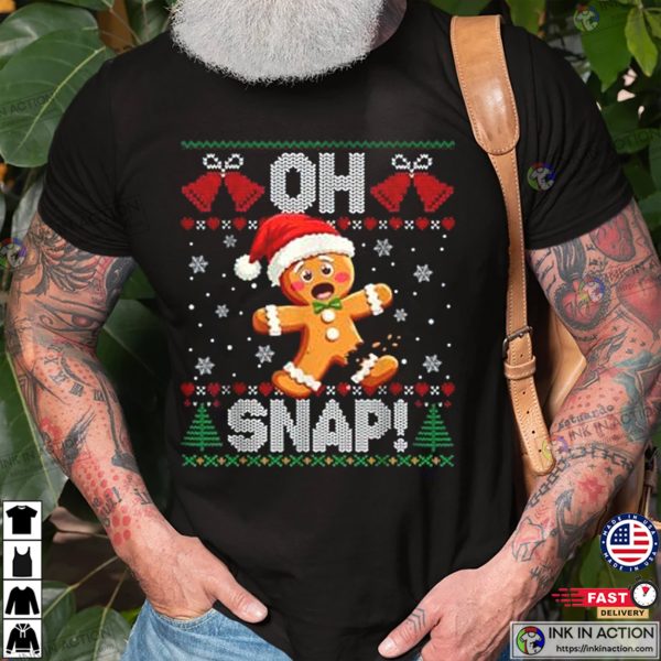 Oh Snap Gingerbread Man Broken Leg Tee