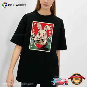 Rabbit Ramen Funny Japanese T-shirt