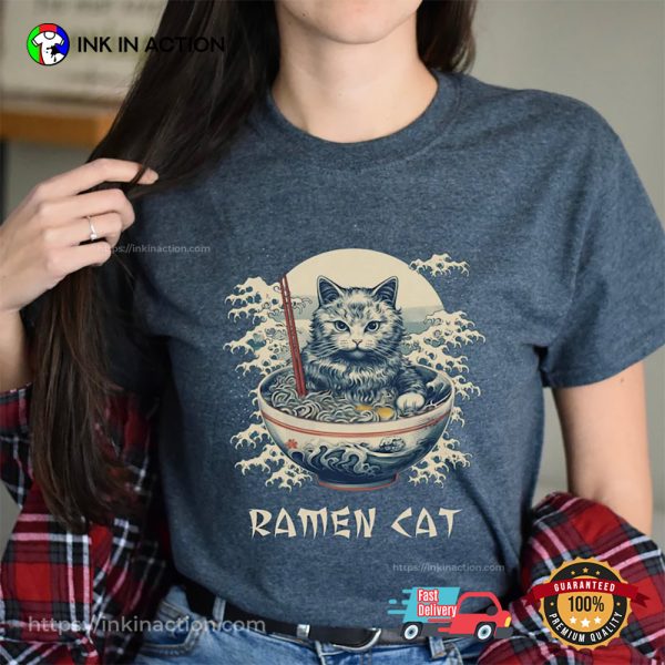 Ramen Cat Japanese Wave Comfort Colors Shirt