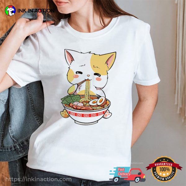 Ramen Cat Kawaii Neko Japanese Noodle Tee