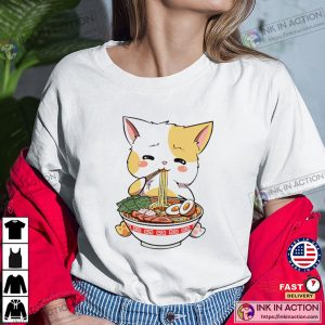 Ramen Cat Kawaii Neko Japanese Noodle Tee