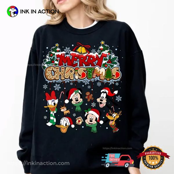 Retro Disney Merry Christmas Mickey And Friend T-shirt