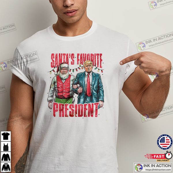 Retro Santa’s Favorite President Humorous Trump Xmas T-shirt