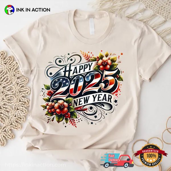 Usa Flag Happy New Year 2025 T-shirt