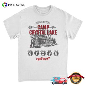 Welcome To Camp Crystal Lake Retro Horror Movie T shirt 3