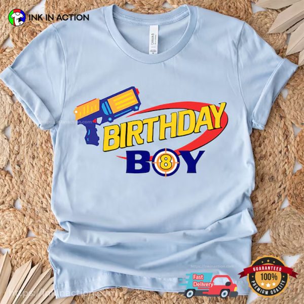 Birthday Boy Party Cute Toy Gun And Dart Bullseye Tee