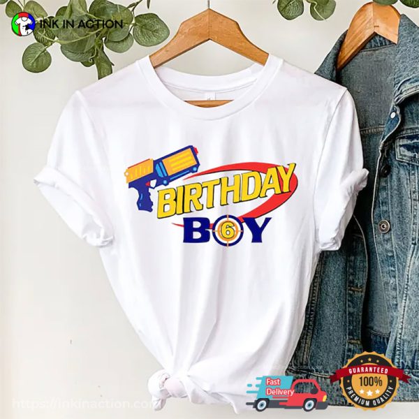 Birthday Boy Party Cute Toy Gun And Dart Bullseye Tee