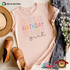 Birthday Party Girl Colorful Letters For Girl Shirt 2