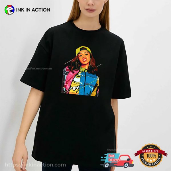 Cardi B Hip Hop Style Graphic Art T-shirt