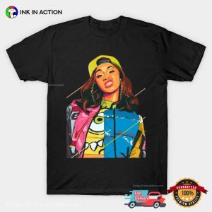 Cardi B Hip Hop Style Graphic Art T shirt 3