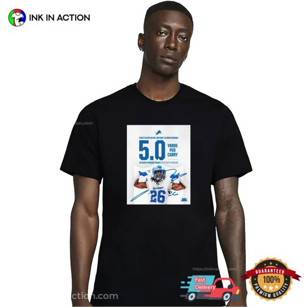 Detroit Lions Jahmyr Gibbs 5.0 Yards Per Carry Shirt